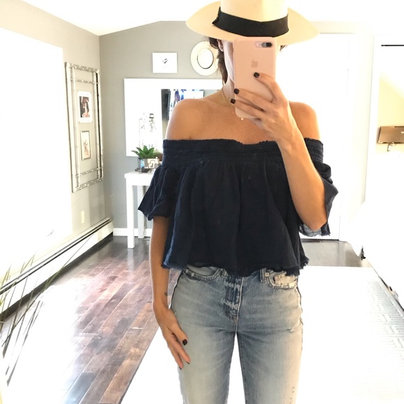 Free People Tops - Free People blue off the shoulder shirt medium